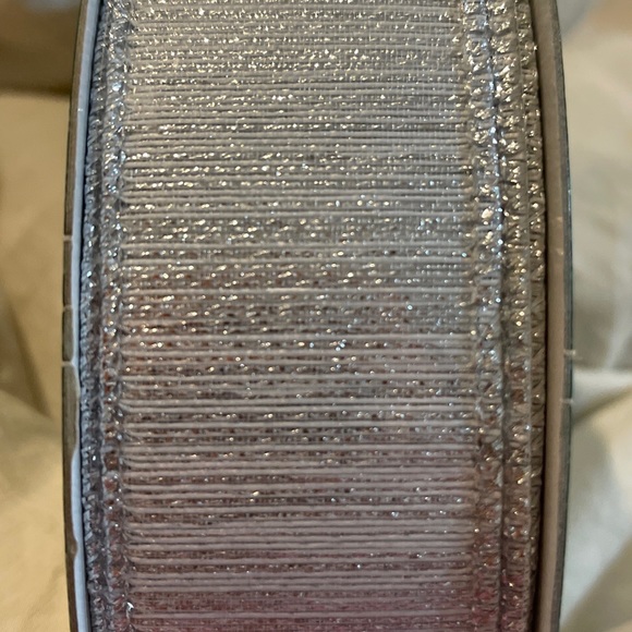 Christmas RIBBON Hanukkah Ribbon 1.5” Woven SILVER METALLIC WIRED Ribbon - Picture 4 of 4